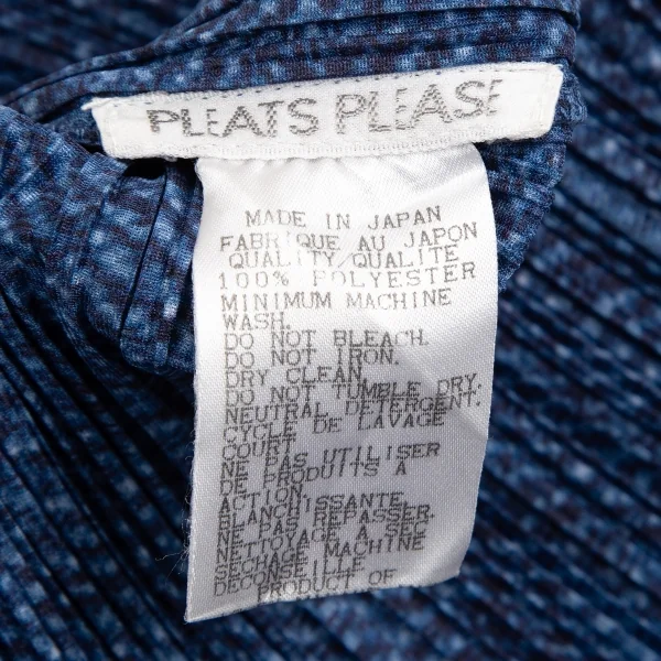 プリーツプリーズPLEATS PLEASE　デニム転写プリントプリーツ半袖カットソー インディゴブルー3 K-127033_011