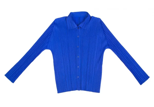 PLEATS PLEASE　プリーツプリーズ　長袖カットソー　青　サイズ3 プリーツプリーズPLEATS PLEASE プリーツロングスリーブシャツ