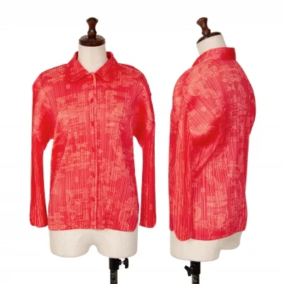 PLEATS PLEASE Chinese Printed Long Sleeve Shirt