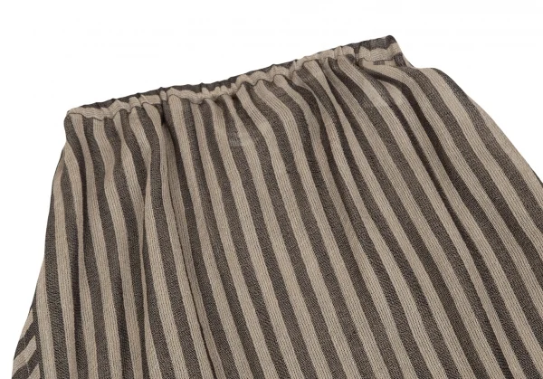 プランテーションPlantation リネンポリストライプ変形デザイン2WAYパンツスカート ベージュチャコールM K-127054_003