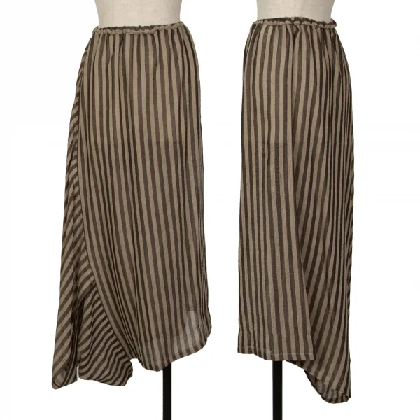 プランテーションPlantation リネンポリボーダーセットアップ ベージュチャコールM K-127055_010