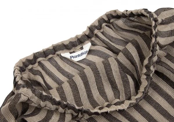 プランテーションPlantation リネンポリボーダーセットアップ ベージュチャコールM K-127055_013