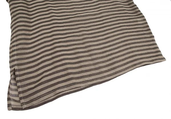 プランテーションPlantation リネンポリボーダーセットアップ ベージュチャコールM K-127055_007