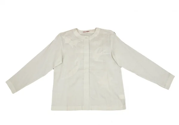 イッセイミヤケISSEY MIYAKE コットンリネンエンブロイダリー比翼バンドカラーシャツ 他 ライトグリーン9 K-127062_002