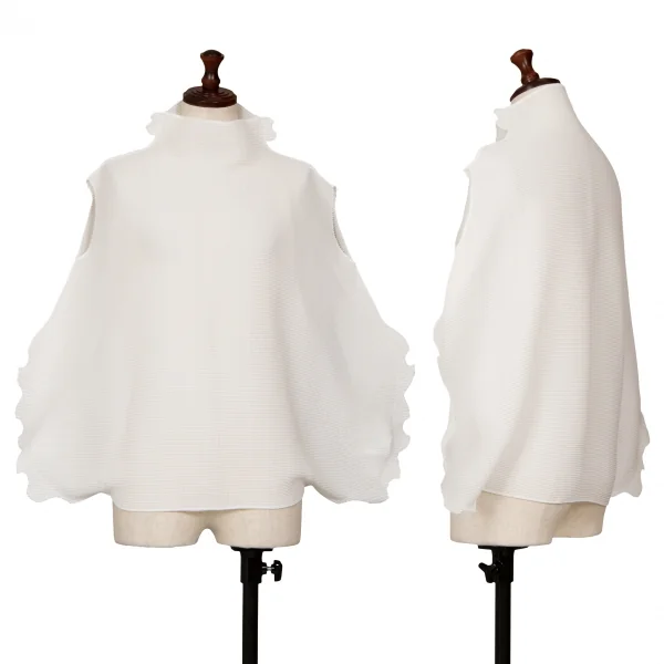 イッセイミヤケ ミーISSEY MIYAKE me ストレッチプリーツノースリーブカットソー 白F K-127068_001
