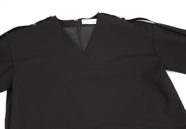 リムアークRIM.ARK ロングショルダーベルトVネックワンピース 黒F K-127082_003