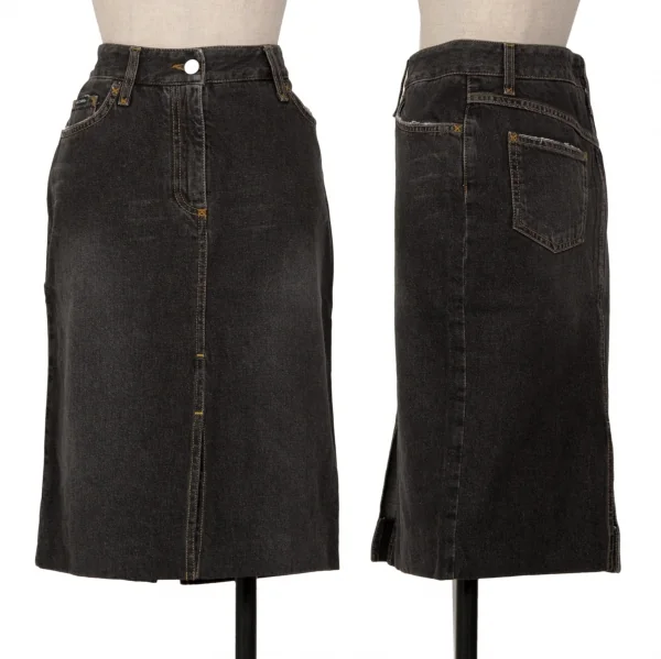 DOLCE & GABBANA Tricolor Patch Denim Skirt Black 42 K-127093_001