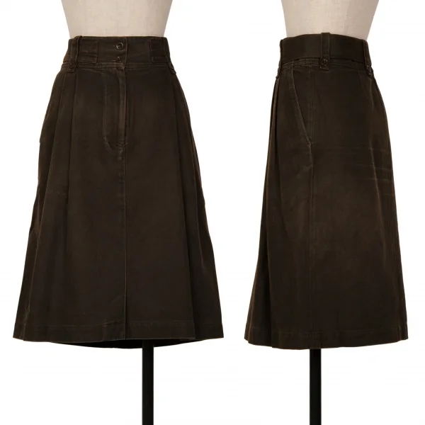 ドリスヴァンノッテンDRIES VAN NOTEN ウエストベルトデザインタックスカート 茶38 K-127097_001