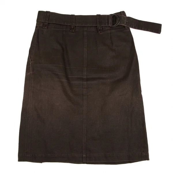 ドリスヴァンノッテンDRIES VAN NOTEN ウエストベルトデザインタックスカート 茶38 K-127097_011