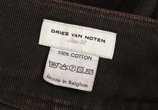 ドリスヴァンノッテンDRIES VAN NOTEN ウエストベルトデザインタックスカート 茶38 K-127097_016