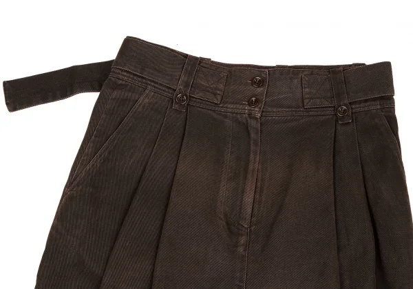 ドリスヴァンノッテンDRIES VAN NOTEN ウエストベルトデザインタックスカート 茶38 K-127097_003