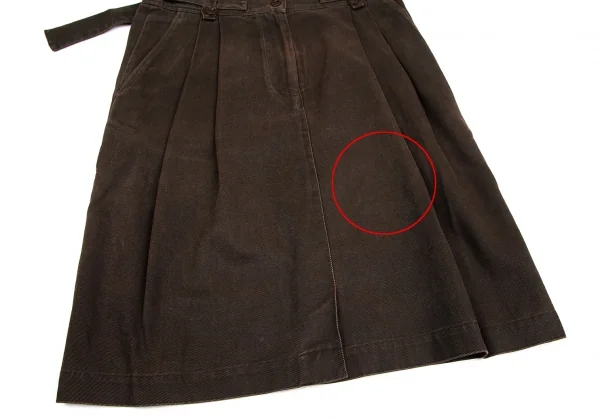 ドリスヴァンノッテンDRIES VAN NOTEN ウエストベルトデザインタックスカート 茶38 K-127097_007