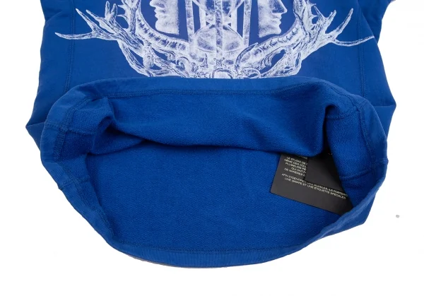 バレンシアガBALENCIAGA プリントプルオーバー半袖パーカー 青XL K-127099_012