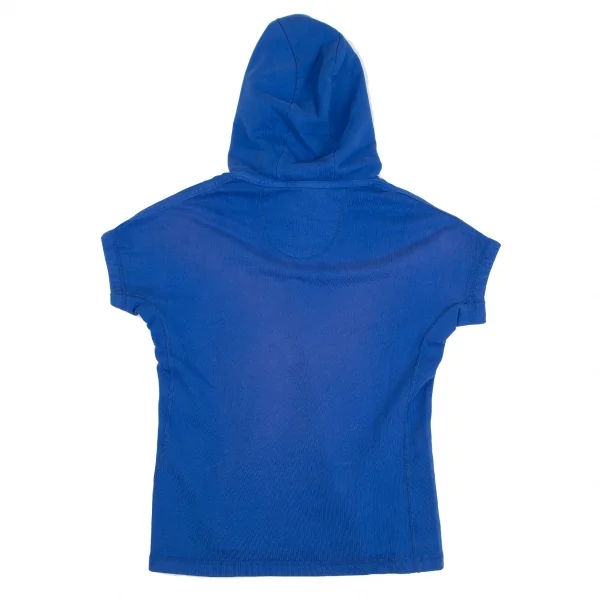 バレンシアガBALENCIAGA プリントプルオーバー半袖パーカー 青XL K-127099_013