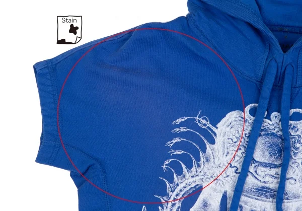 バレンシアガBALENCIAGA プリントプルオーバー半袖パーカー 青XL K-127099_004