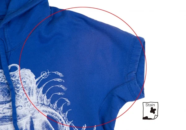 バレンシアガBALENCIAGA プリントプルオーバー半袖パーカー 青XL K-127099_005