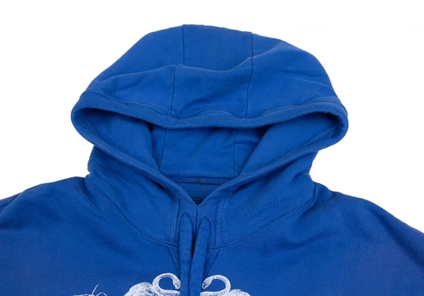 バレンシアガBALENCIAGA プリントプルオーバー半袖パーカー 青XL K-127099_006
