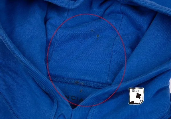 バレンシアガBALENCIAGA プリントプルオーバー半袖パーカー 青XL K-127099_007