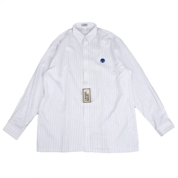 ジャンニヴェルサーチGIANNI VERSACE フラワージャガードストライプシャツ 白52 K-127111_001