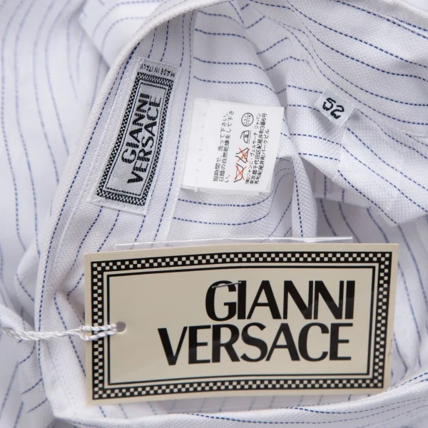 ジャンニヴェルサーチGIANNI VERSACE フラワージャガードストライプシャツ 白52 K-127111_016