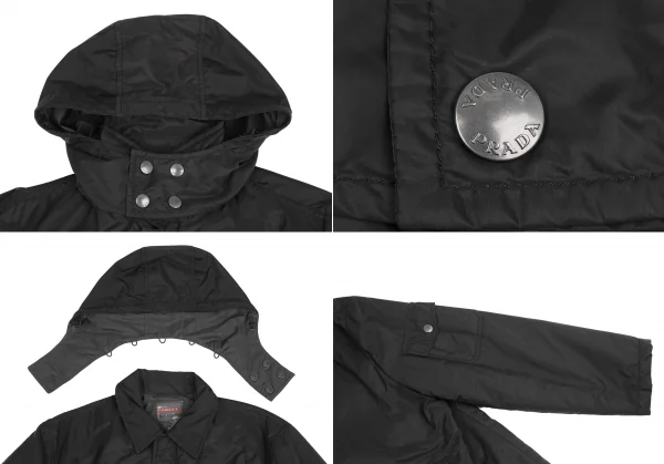 プラダスポーツPRADA SPORT フード着脱ナイロンコート 黒L (K-127114)