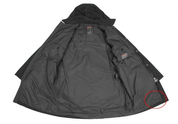 プラダスポーツPRADA SPORT フード着脱ナイロンコート 黒L | DC
