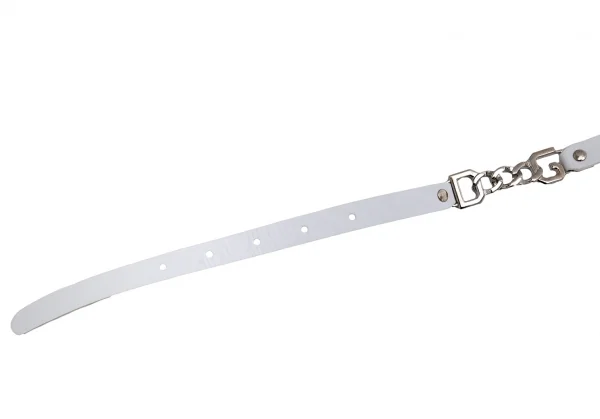 ドルチェ&ガッバーナDOLCE&GABBANA チェーンロゴ装飾ナローベルト 白85/34 K-127121_002