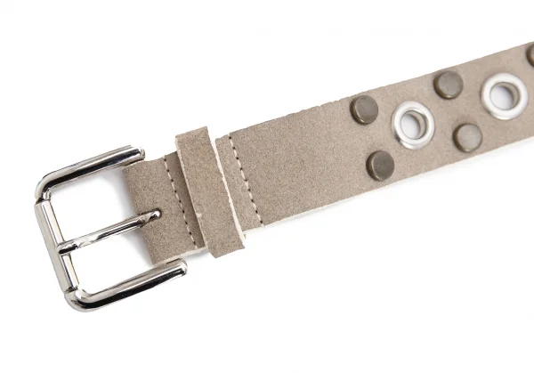 ドルチェ&ガッバーナDOLCE&GABBANA スタッズアイレットレザー裏使いベルト グレージュフリー K-127122_003