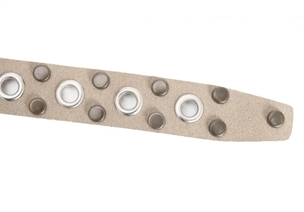 ドルチェ&ガッバーナDOLCE&GABBANA スタッズアイレットレザー裏使いベルト グレージュフリー K-127122_005