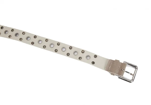 ドルチェ&ガッバーナDOLCE&GABBANA スタッズアイレットレザー裏使いベルト グレージュフリー K-127122_006