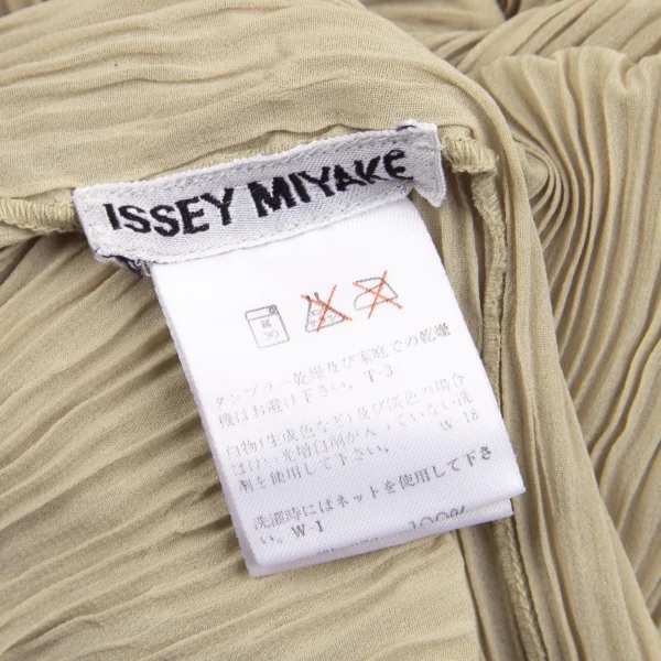 イッセイミヤケISSEY MIYAKE シワプリーツハイネックカットソー ベージュL K-127130_013