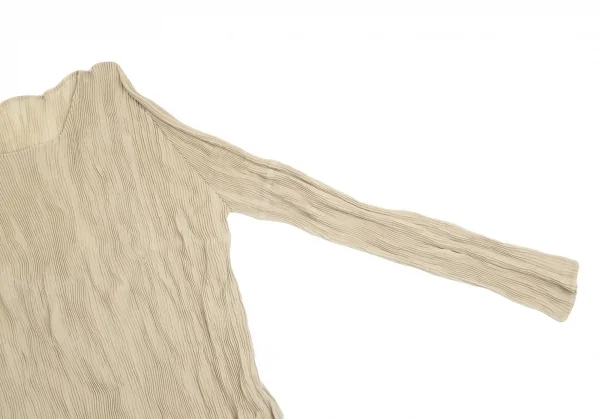 イッセイミヤケISSEY MIYAKE シワプリーツハイネックカットソー ベージュL K-127130_005