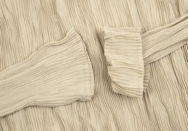 イッセイミヤケISSEY MIYAKE シワプリーツハイネックカットソー ベージュL K-127130_006