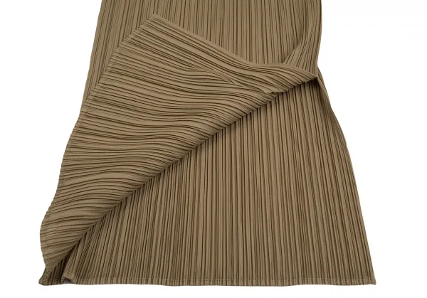 プリーツプリーズPLEATS PLEASE サイドスリットマキシ丈ノースリーブワンピース モカ3 K-127142_006