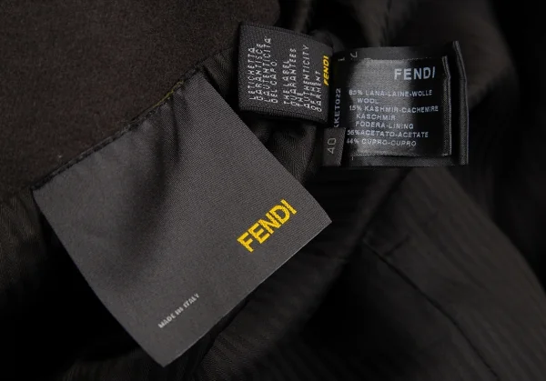 フェンディFENDI ウール切替ハーフコート 茶40 K-127157_017