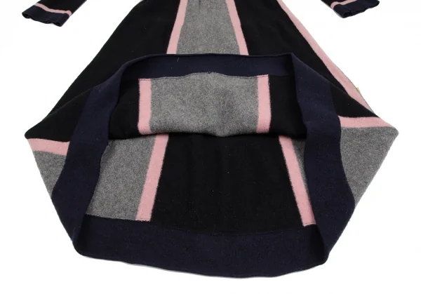 ケイタマルヤマKEITA MARUYAMA ウールカラーパネル切替マキシワンピース グレー紺他M K-127162_012