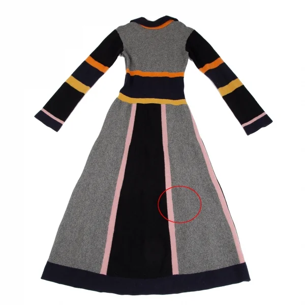 ケイタマルヤマKEITA MARUYAMA ウールカラーパネル切替マキシワンピース グレー紺他M K-127162_013