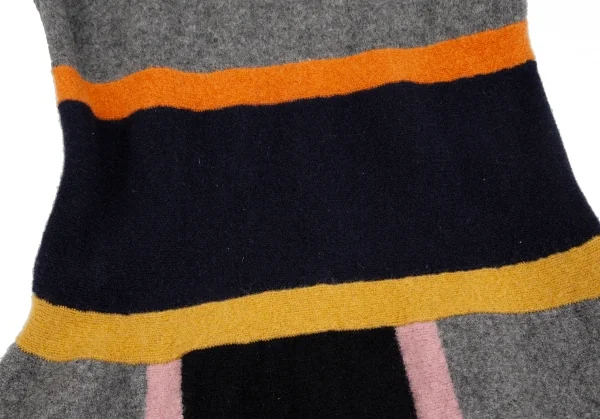 ケイタマルヤマKEITA MARUYAMA ウールカラーパネル切替マキシワンピース グレー紺他M K-127162_015