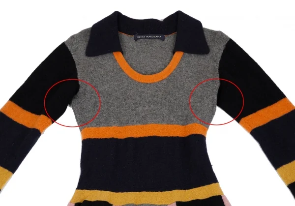 ケイタマルヤマKEITA MARUYAMA ウールカラーパネル切替マキシワンピース グレー紺他M K-127162_003