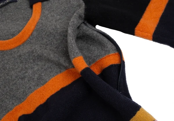 ケイタマルヤマKEITA MARUYAMA ウールカラーパネル切替マキシワンピース グレー紺他M K-127162_007