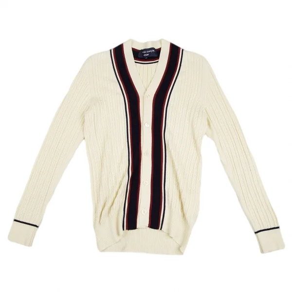 コムデギャルソン オムCOMME des GARCONS HOMME コットンウールラインケーブルニットカーディガン クリームL K-127176_001