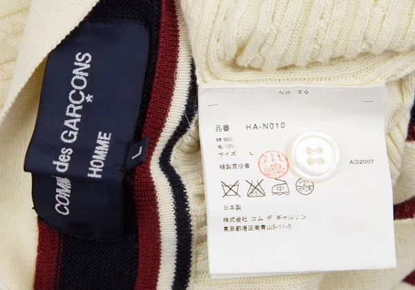 コムデギャルソン オムCOMME des GARCONS HOMME コットンウールラインケーブルニットカーディガン クリームL K-127176_016