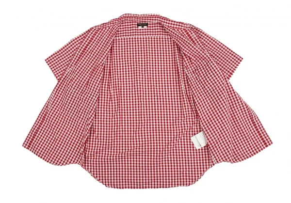 コムデギャルソン オムプリュスCOMME des GARCONS HOMME PLUS パッチポケットデザインギンガムチェックシャツ 赤白M K-127192_010
