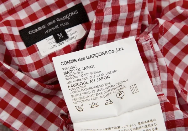 コムデギャルソン オムプリュスCOMME des GARCONS HOMME PLUS パッチポケットデザインギンガムチェックシャツ 赤白M K-127192_013
