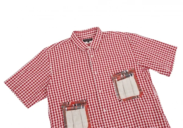 コムデギャルソン オムプリュスCOMME des GARCONS HOMME PLUS パッチポケットデザインギンガムチェックシャツ 赤白M K-127192_002