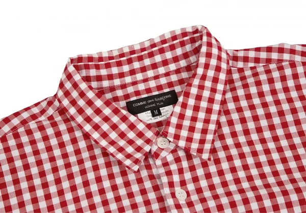 コムデギャルソン オムプリュスCOMME des GARCONS HOMME PLUS パッチポケットデザインギンガムチェックシャツ 赤白M K-127192_003
