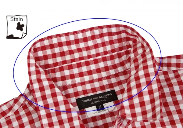コムデギャルソン オムプリュスCOMME des GARCONS HOMME PLUS パッチポケットデザインギンガムチェックシャツ 赤白M K-127192_004
