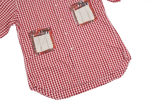 コムデギャルソン オムプリュスCOMME des GARCONS HOMME PLUS パッチポケットデザインギンガムチェックシャツ 赤白M K-127192_008