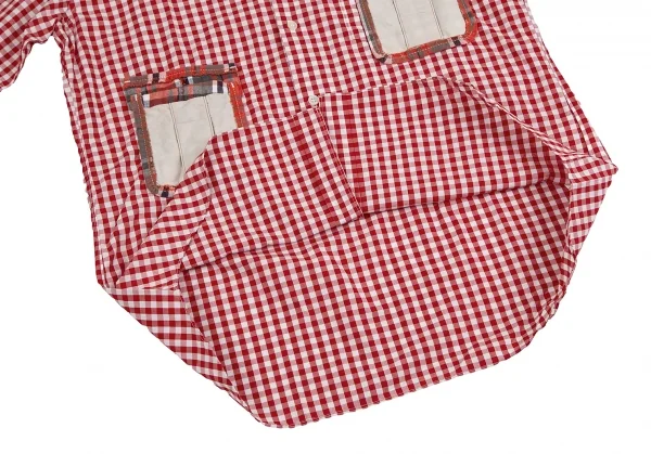 コムデギャルソン オムプリュスCOMME des GARCONS HOMME PLUS パッチポケットデザインギンガムチェックシャツ 赤白M K-127192_009