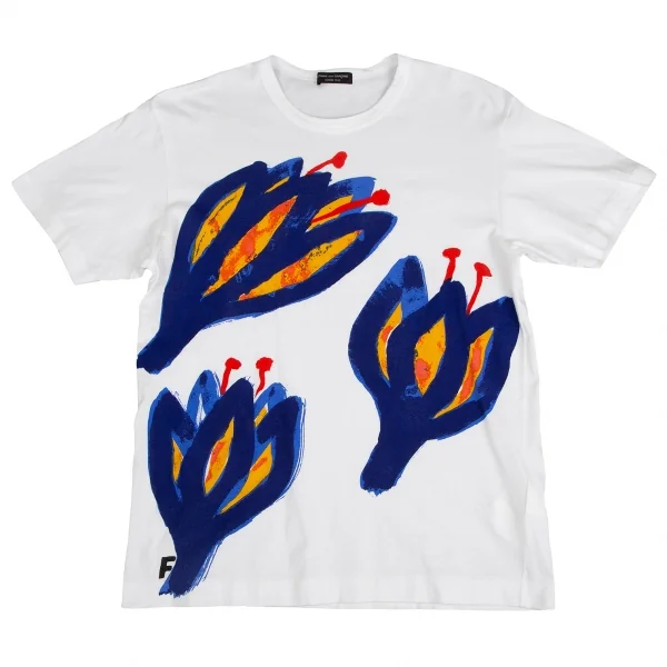 コムデギャルソン オムプリュスCOMME des GARCONS HOMME PLUS フラワードローイングプリントTシャツ 白M位 K-127195_001
